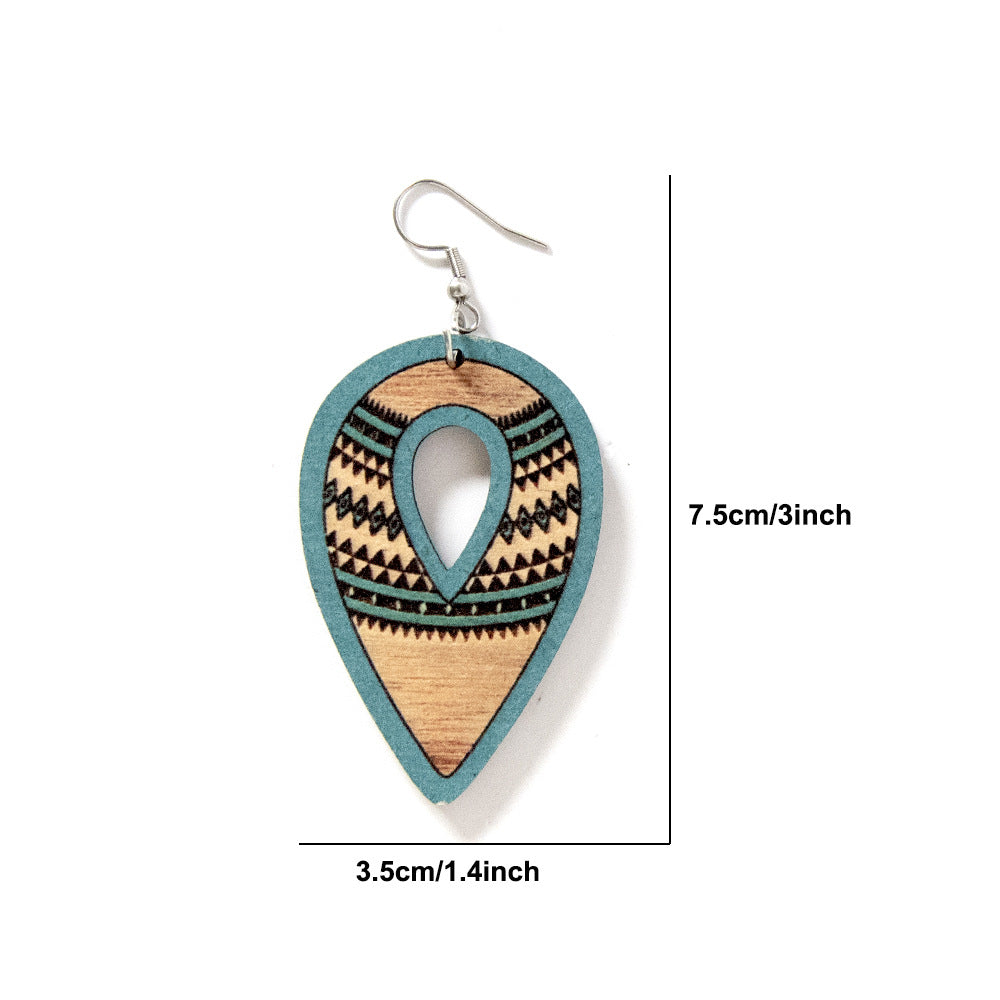 Wholesale Aztec Western Wind Wooden Earrings